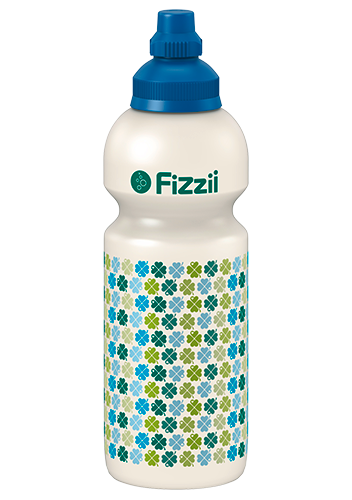 Fizzii Kleeblätter byGraziela, 600 ml Kindertrinkflasche Perlweiß, Verschluss: Blau 300c