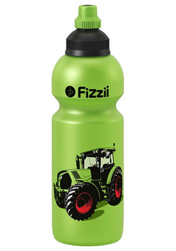 Fizzii Trecker, 600 ml Kindertrinkflasche Kiwi, Verschluss: Schwarz/Grün