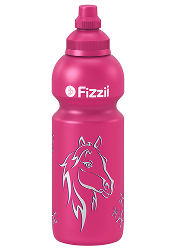 Fizzii Pferd, 600 ml Kindertrinkflasche Pink, Verschluss: Pink