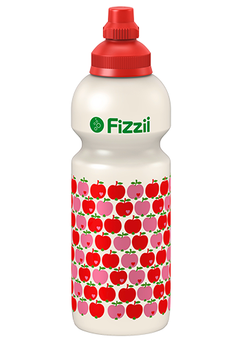 Fizzii Äpfel byGraziela, 600 ml Kindertrinkflasche Perlweiß, Verschluss: Rot