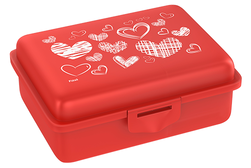 Fizzii Herzen, Lunchbox Rot mit Trennfach