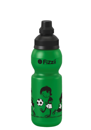 Fizzii Fußballjungs, 330 ml Kindertrinkflasche, Farbe: Grün, Verschluss: Schwarz