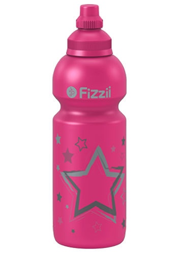 Fizzii Sterne, 600 ml Kindertrinkflasche Pink, Verschluss: Pink
