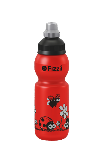 Fizzii Marienkäfer, 330 ml Kindertrinkflasche, Farbe: Rot, Verschluss: Schwarz/Silber