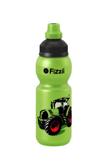 Fizzii Mini Trecker, 330 ml Kindertrinkflasche Kiwi, Verschluss: Schwarz/Grün
