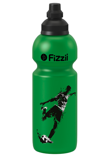 Fizzii Kicker, 600 ml Kindertrinkflasche Grün, Verschluss: Schwarz
