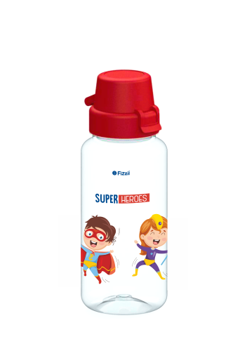 Bambini Superheroes 400 ml Tritan-Kindertrinkflasche mit rotem Klappverschluss