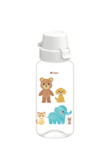 Bambini Wild Animals 400 ml Tritan-Kindertrinkflasche mit weissem Klappverschluss