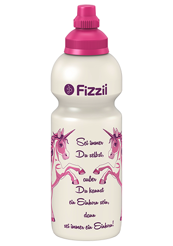 Fizzii Einhorn, 600 ml Kindertrinkflasche Perlweiß, Verschluss: Pink